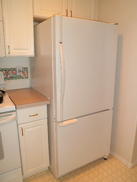 Freezer on the bottom, fridge on top.